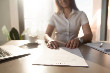 bank worker offering loan